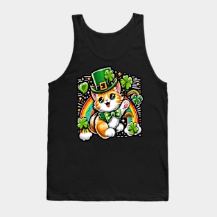 Funny cat shamrock Tank Top